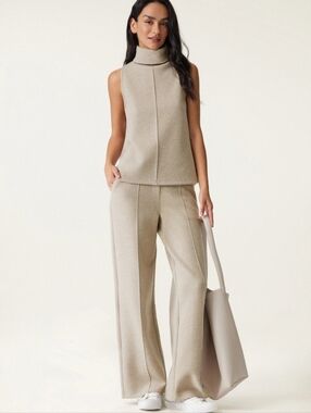 OGL Heather Morganite Fuzz Luxe High Waisted Straight Leg Pull On Pant Size LP